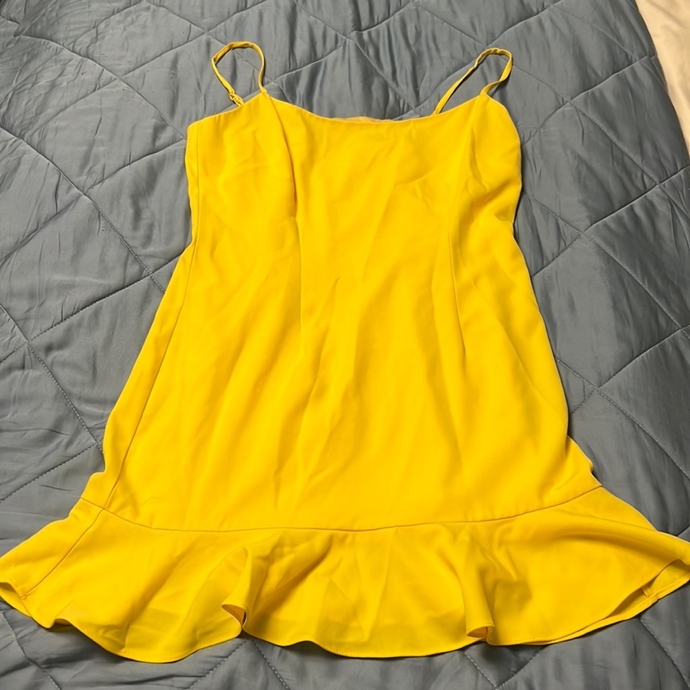 Lovers + Friends yellow mini dress with flounce bottom,size S